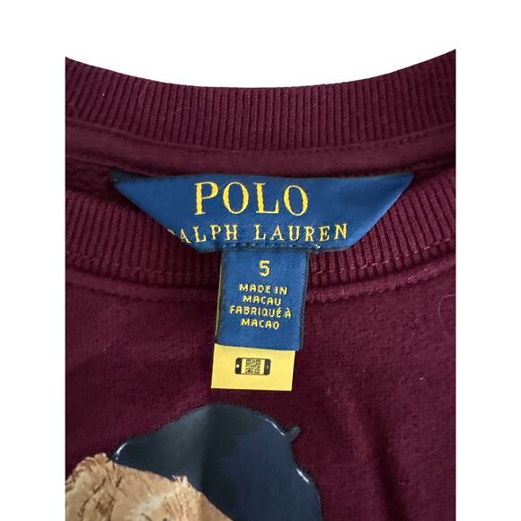 Polo Ralph Lauren Kids Polo Bear Burgundy Sweater Dress Sz 5 - Picture 2 of 4